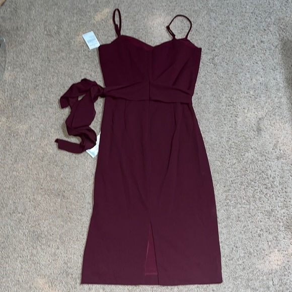 Dress The Population Veronique Tie Back Sleeveless Sheath Dress Burgundy Medium - Picture 5 of 10
